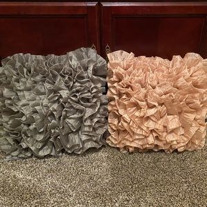 Two Accent Throw pillows. Used for staging.  Olive green and gold.